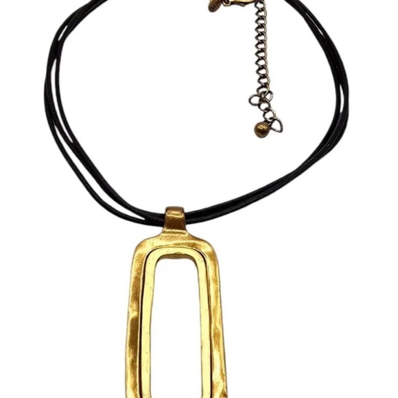 Chico's Rectangular Pendant Necklace Geometric Statement 18" - Picture 3 of 3